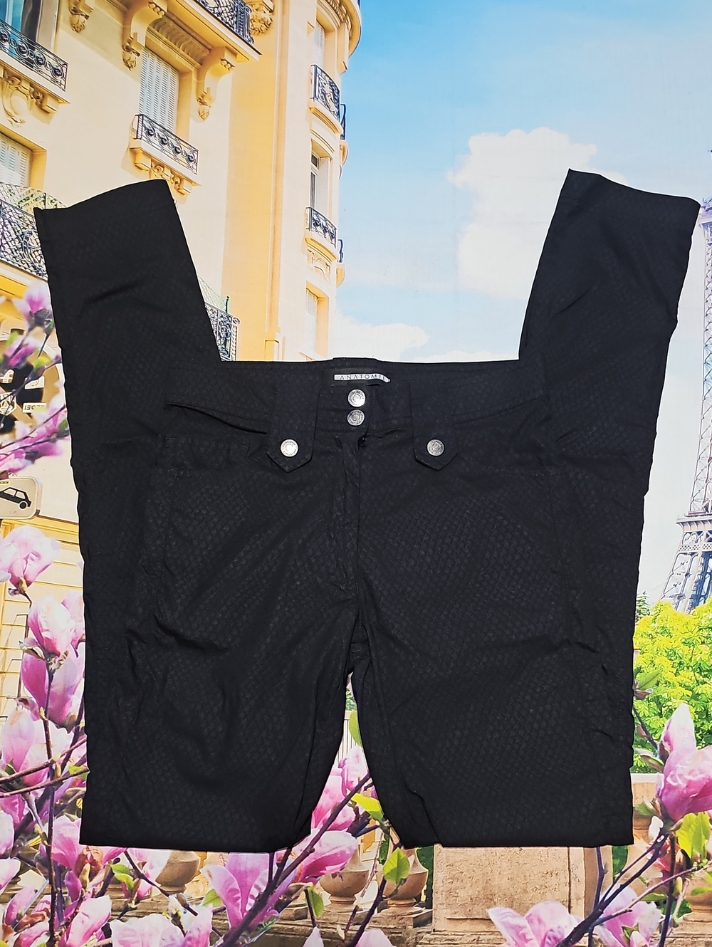 Anatomie Black Skinny Boa Print Pants Size XS